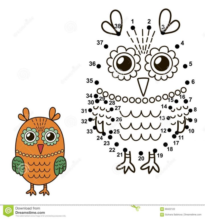 Reliez Les Points Pour Dessiner Le Hibou Mignon Et Pour Le pour Dessiner Un Hibou