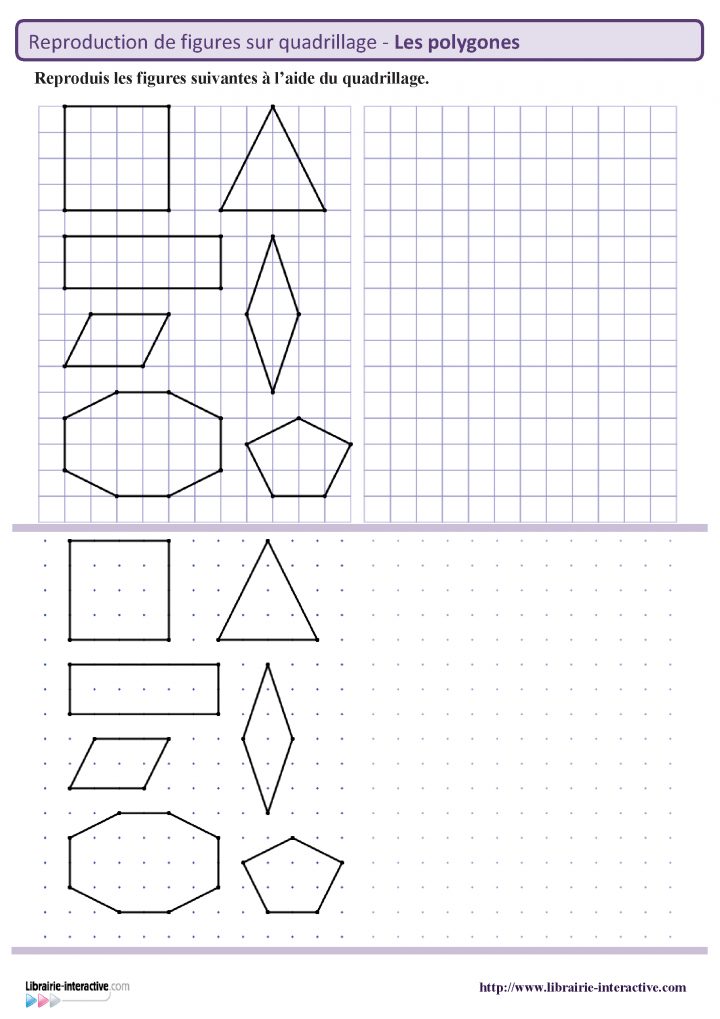 Reproduction Des Principaux Polygones Sur Quadrillage Et intérieur Reproduction De Figures Sur Quadrillage