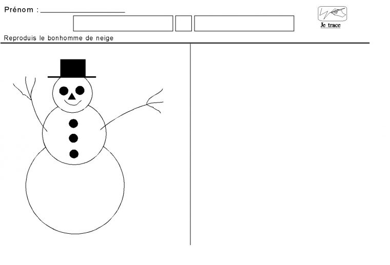 Reproduire Un Motif En Maternelle. Fiche Maternelle Sur Le dedans Modèle Bonhomme De Neige À Découper
