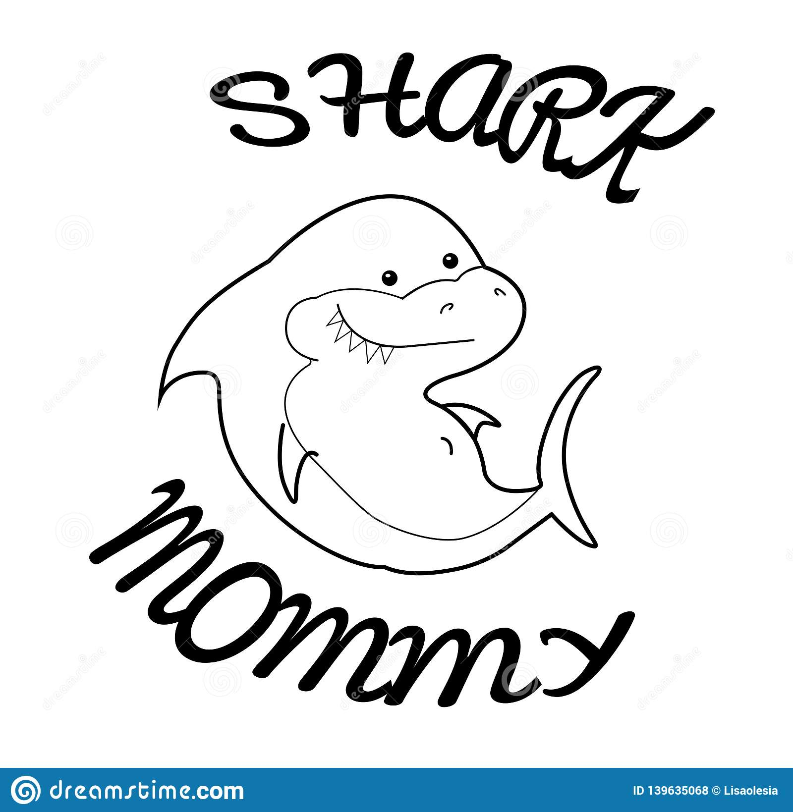 Requins Heureux De Famille Requin De Maman Contour Mignon De destiné Coloriage Requin Blanc Imprimer