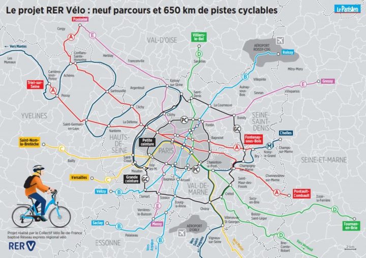 Rer Vélo» En Ile-De-France : La Carte Du Projet À Imprimer à Petite Carte De France A Imprimer