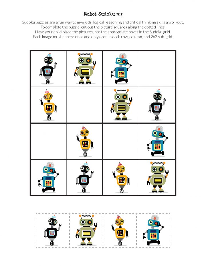 Robot Sudoku Puzzles {Free Printables} | Robot pour Jeux De Puzzle Pour Enfan Gratuit