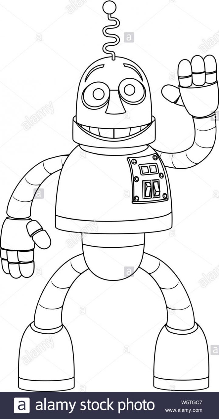 Robot Sympathique Personnage Coloriage Pour Enfants Vecteurs avec Personnage A Colorier