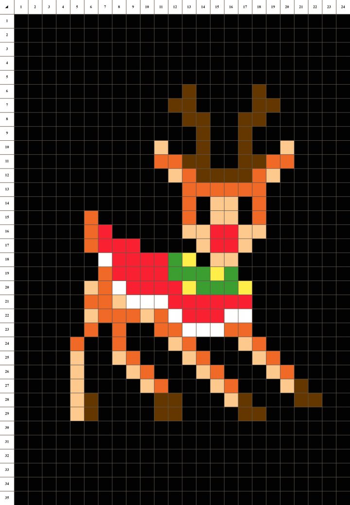 Rodolphe Renne De Noël – Pixel Art | La Manufacture Du Pixel encequiconcerne Pixel Art Pere Noel