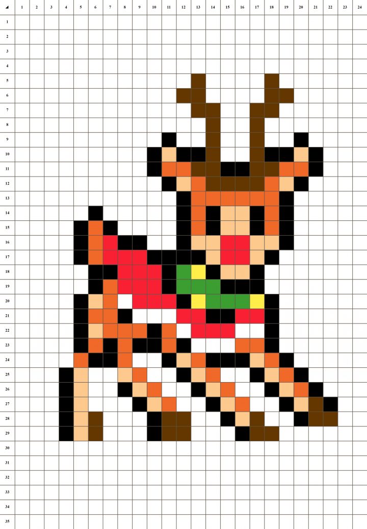 Rodolphe Renne De Noël – Pixel Art | La Manufacture Du Pixel encequiconcerne Pixel Art Pere Noel