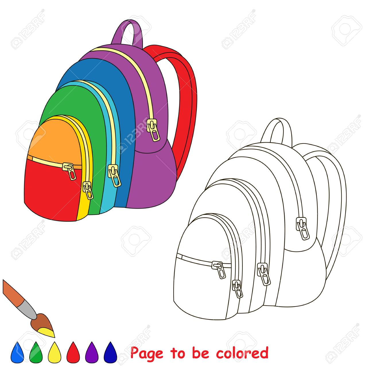 Sac À Dos Arc-En-Ciel À Colorier, Le Livre De Coloriage Pour Éduquer Les  Enfants D&amp;#039;âge Préscolaire Avec Des Jeux Éducatifs Pour Enfants Facile Et tout Arc En Ciel A Colorier 