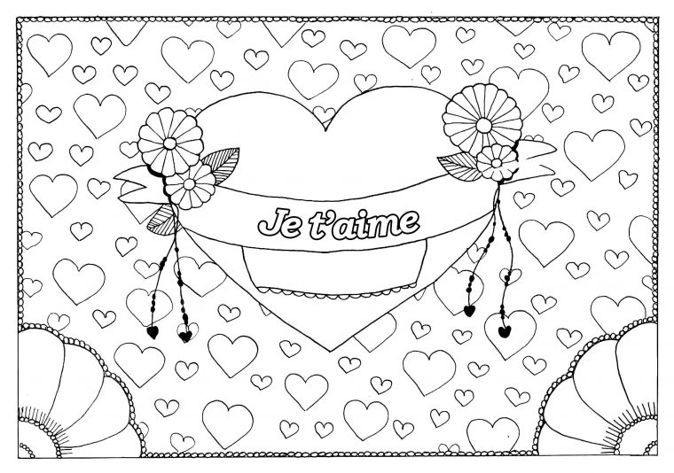 Saint Valentin 5 – Saint Valentin – Coloriages Difficiles tout Dessin Pour La Saint Valentin