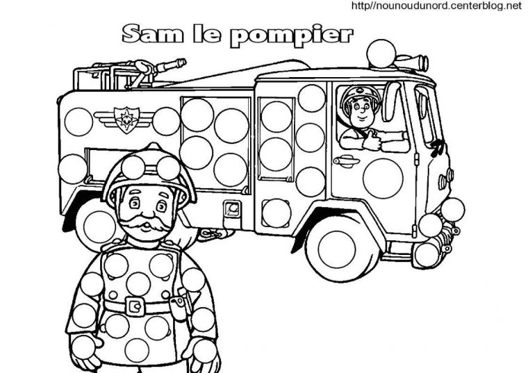 Sam Le Pompier Coloriage Pour Les Gommettes à Coloriage Pompier A Imprimer Gratuit