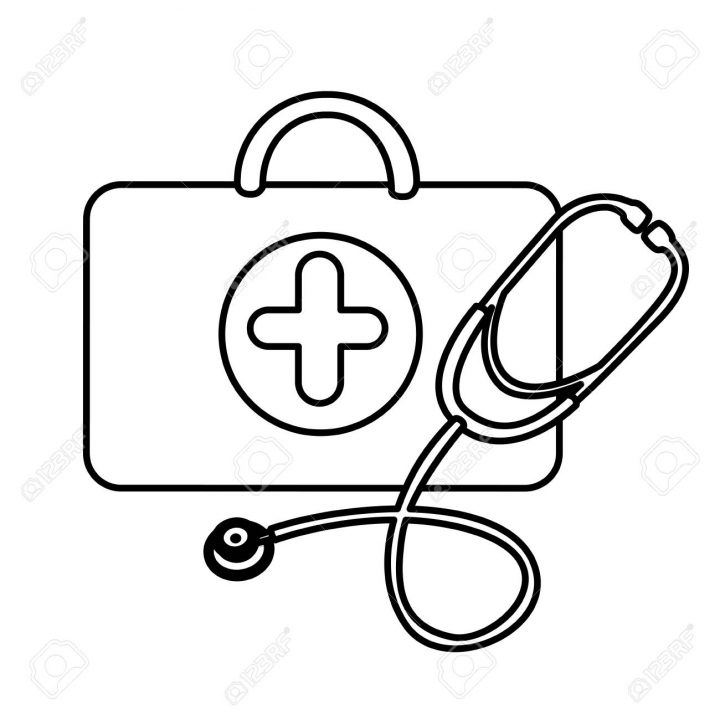 Santé De Valise Silhouette Avec Icône De Stéthoscope, Dessin Vectoriel concernant Dessin Stéthoscope