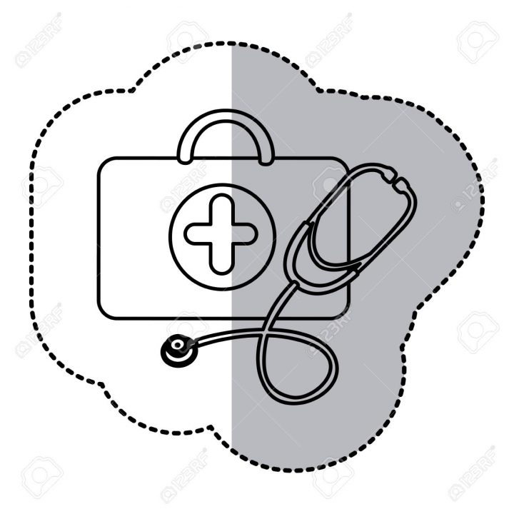 Santé Valise Contour Avec L'icône Du Stéthoscope, Dessin Vectoriel destiné Stéthoscope Dessin