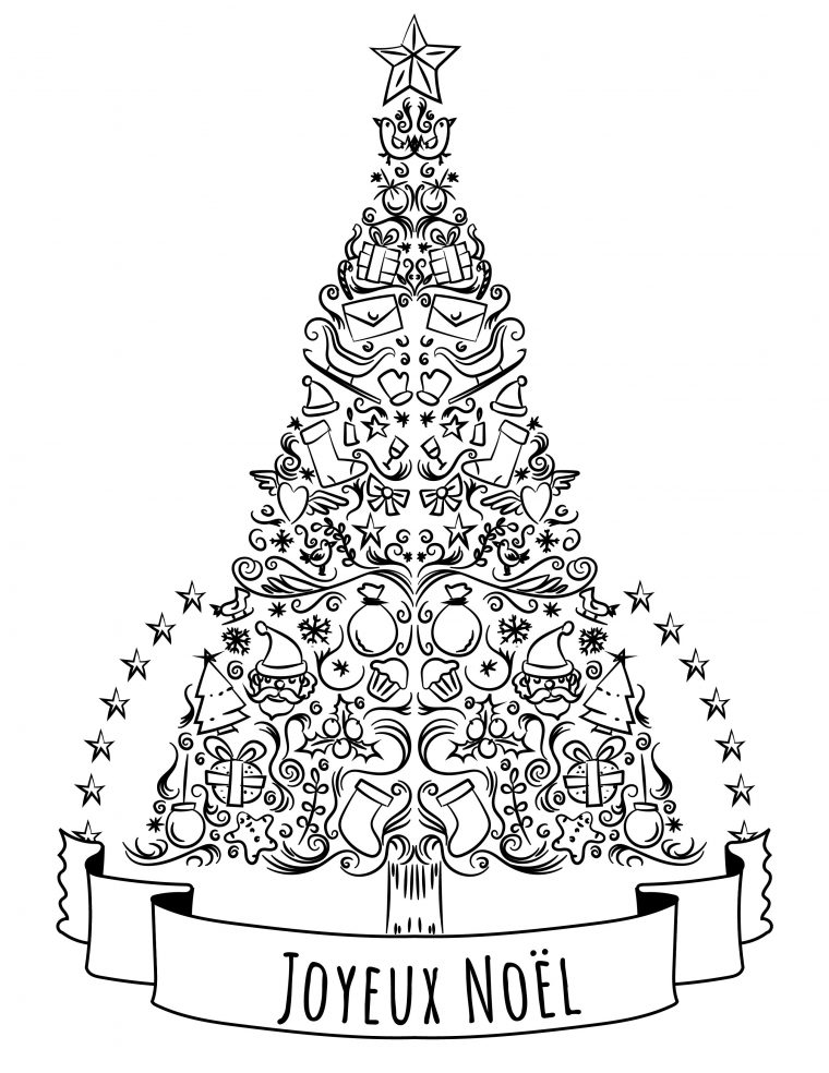 Sapin De Noel A Colorier Tres Difficile | French Christmas destiné Coloriage De Sapin De Noel A Imprimer Gratuit