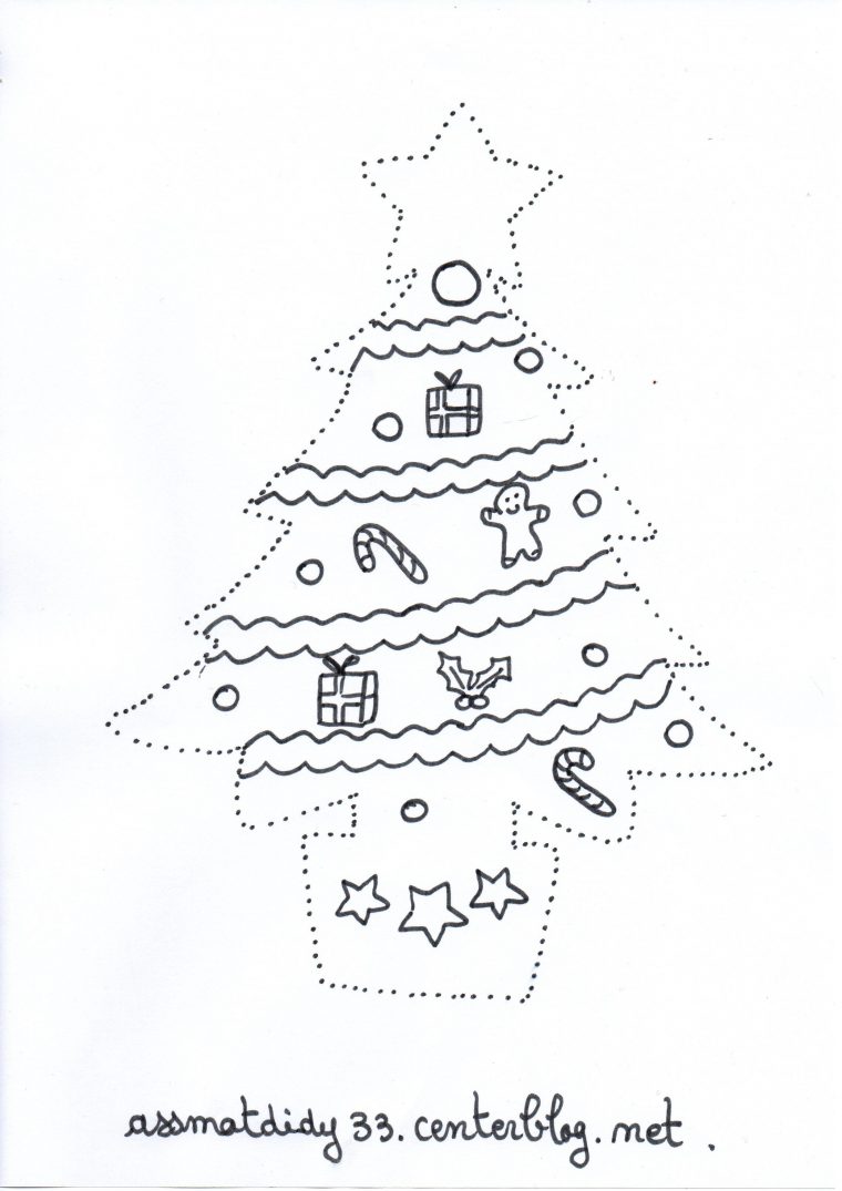 Sapin De Noël En Pointillés dedans Dessin En Pointillé