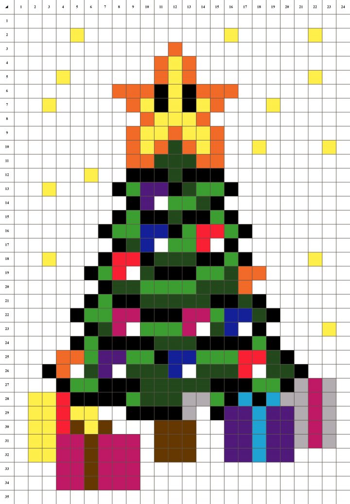 Sapin De Noël Et Cadeaux – Pixel Art | La Manufacture Du Pixel concernant Dessin Pixel Noel