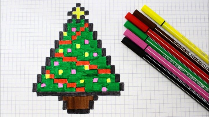 Sapin En Pixel Art tout Dessin Pixel Noel