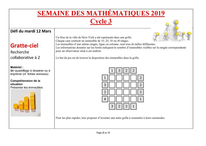 Semaine Des Mathématiques 2019 : Jouons Ensemble Aux à Jeux Mathématiques À Imprimer