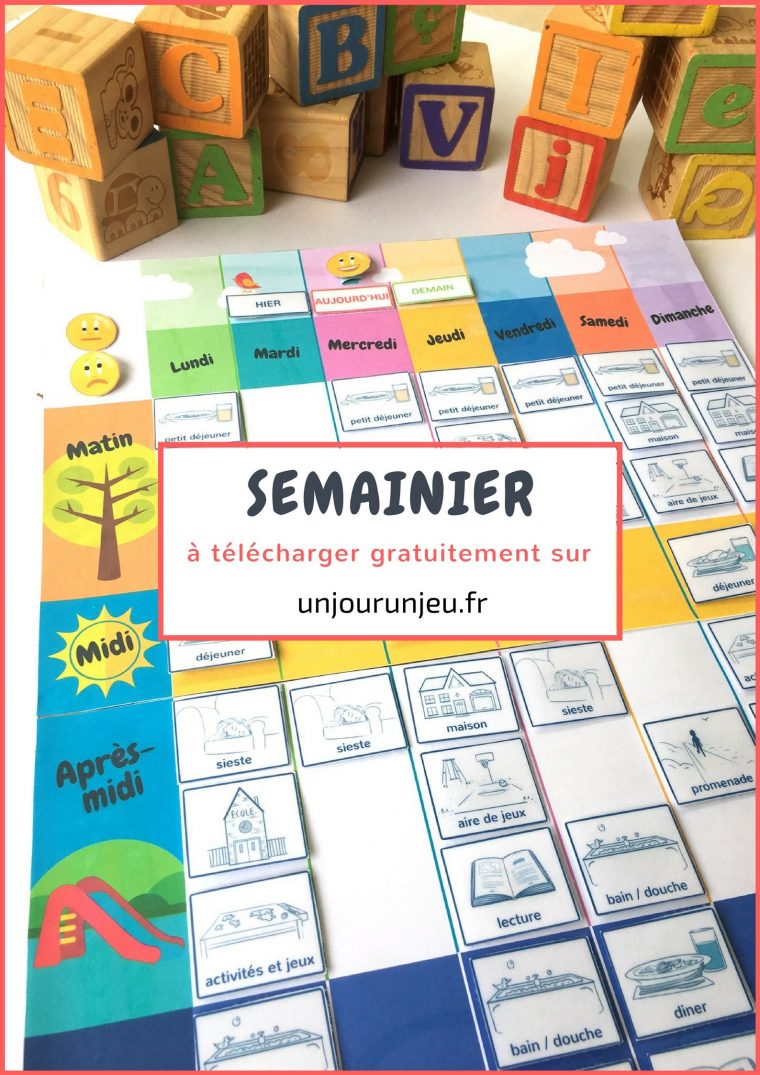 Semainier À Imprimer Gratuitement | Semainier Enfant tout Jeux Bébé 2 Ans Gratuit A Telecharger