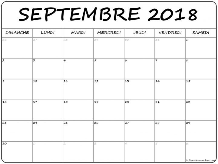 Septembre 2018 Calendrier Imprimable | Calendrier Gratuit avec Calendrier 2018 Imprimable Gratuit