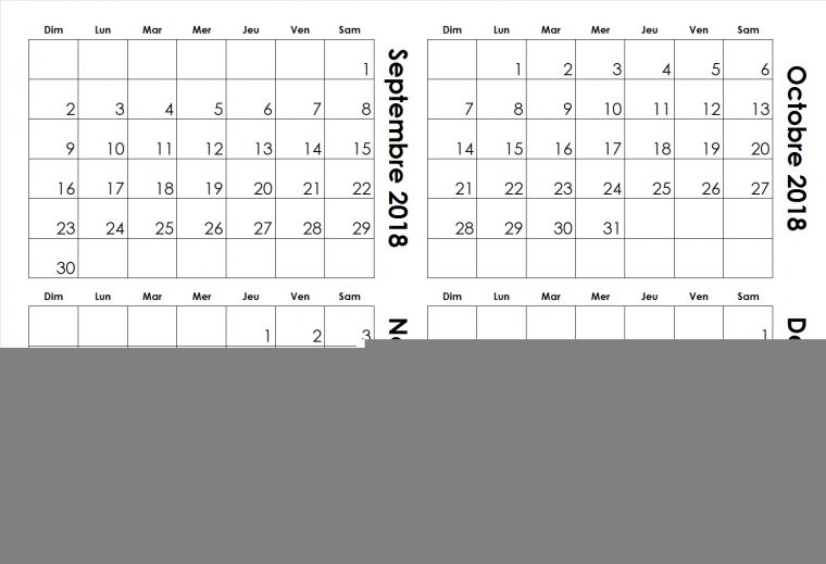 Septembre Octobre Novembre Decembre 2018 Calendrier Modèle à Calendrier Mensuel 2018 À Imprimer