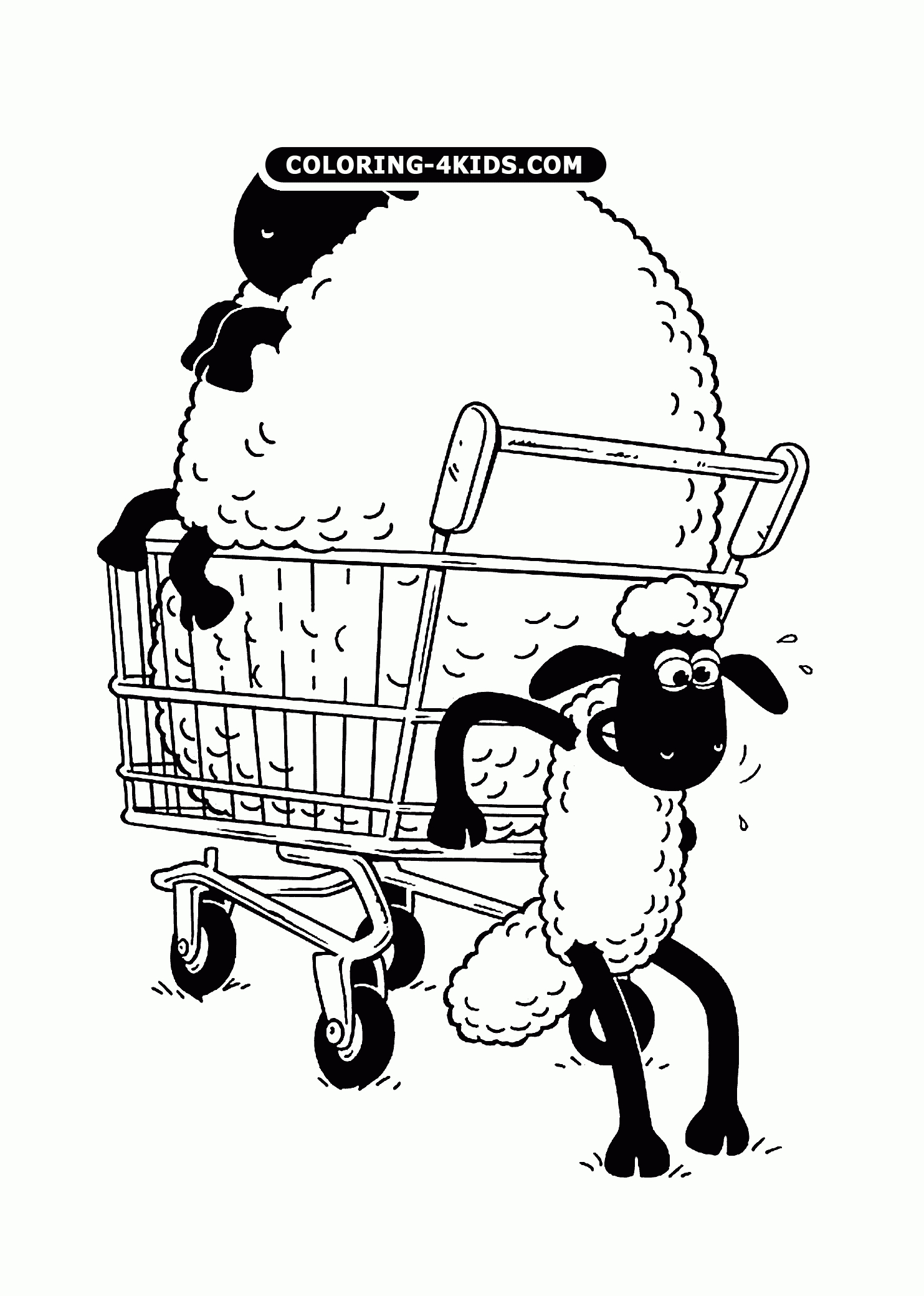 Shaun Le Mouton : Chariot - Coloriage Shaun Le Mouton destiné Photo De Mouton A Imprimer