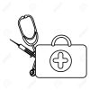 Silhouette Suitcase Health With Stethoscope And Syringe , Vector.. intérieur Stéthoscope Dessin