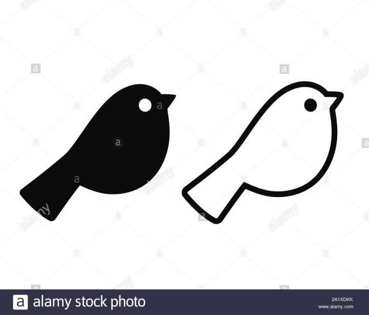 Simple Caricature L'icône D'oiseaux. Silhouette Noire Et De à Dessin D Oiseau Simple