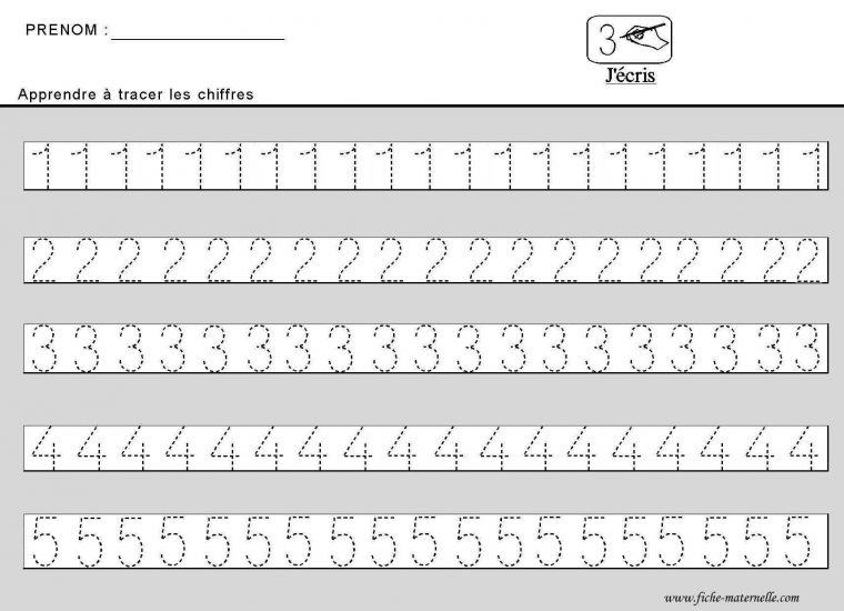 Site Maternelle : Apprendre À Tracer Des Chiffres En Moyenne tout Fiche D Exercice Grande Section A Imprimer