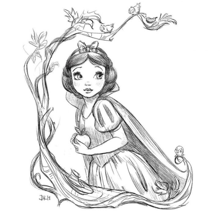 Snow White Sketch – Dorota Parasol | Dessins Disney, Dessin destiné Blanche Neige A Colorier