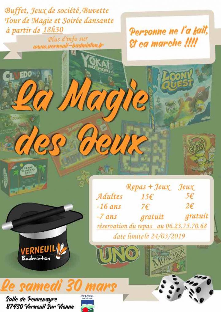 Soirée Festive « La Magie Des Jeux » À Verneuil – Assj Badminton destiné Jeux 7 Ans Gratuit