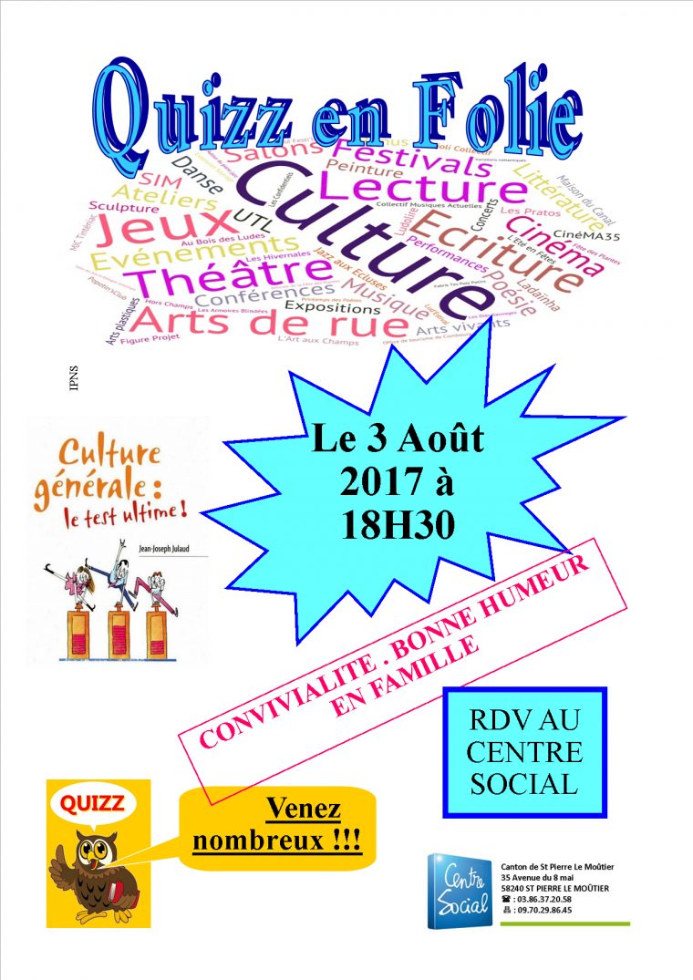 Soirée Quizz En Folie – Centre Social Du Canton De St Pierre pour Quizz Pour Maternelle