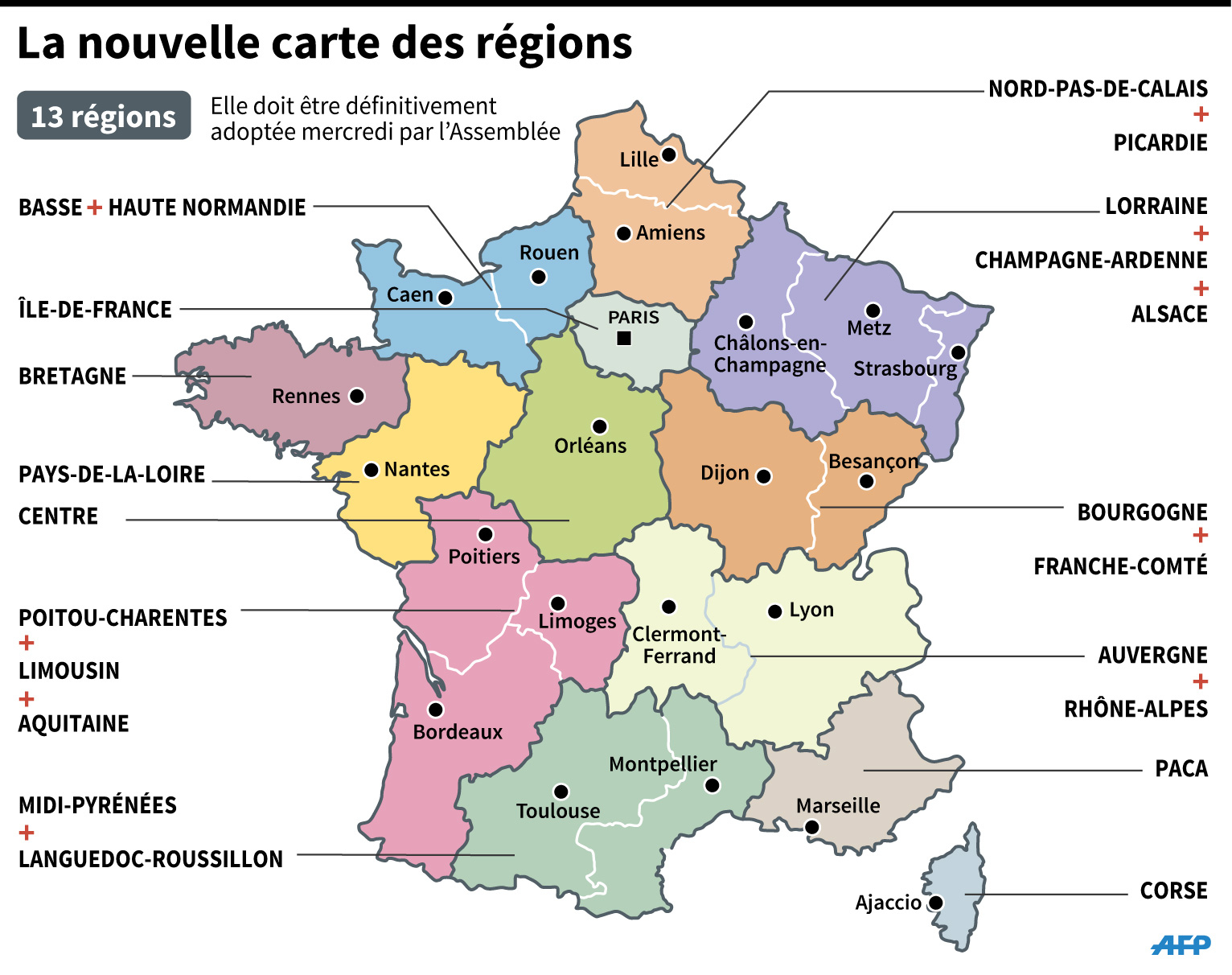Sondage : Les Français Très Partagés Face Aux Nouvelles Régions destiné Carte Des Nouvelles Régions En France 