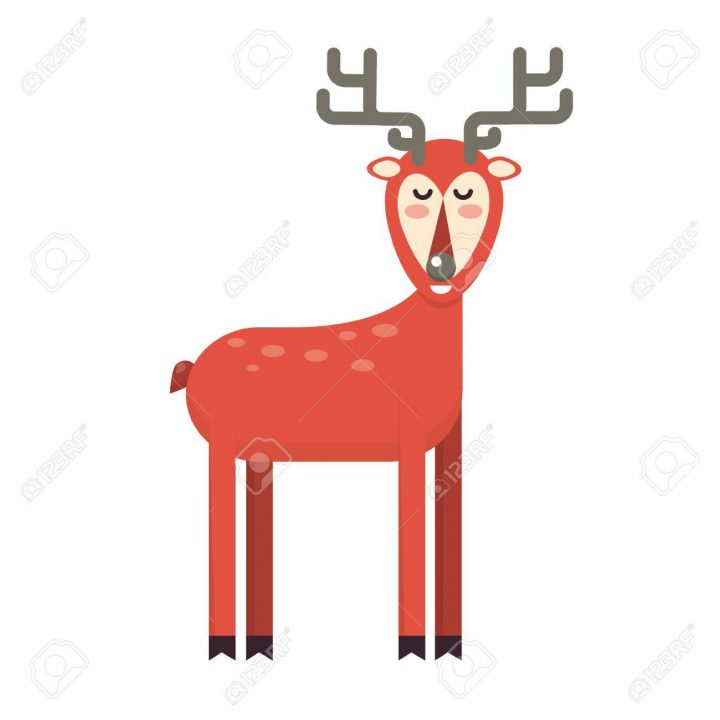 Sourire Heureux Cerf Noël Personnage De Dessin Animé Debout. Enthousiaste  Noël Positif Renne. Père Noël Caribou Rouge Vecteur Icône Illustration. concernant Caribou Dessin