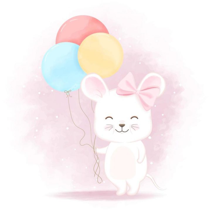 Souris Avec Illustration De Dessin Animé De Ballon à Minou Dessin