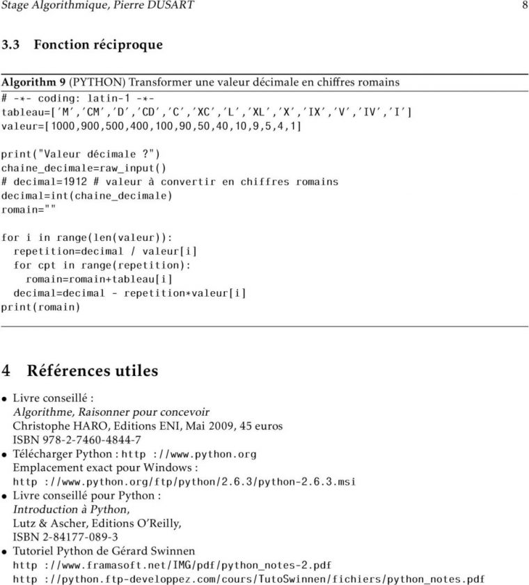 Stage D Algorithmique : Chiffre(S) Romain(S) – Pdf intérieur Exercice Chiffre Romain