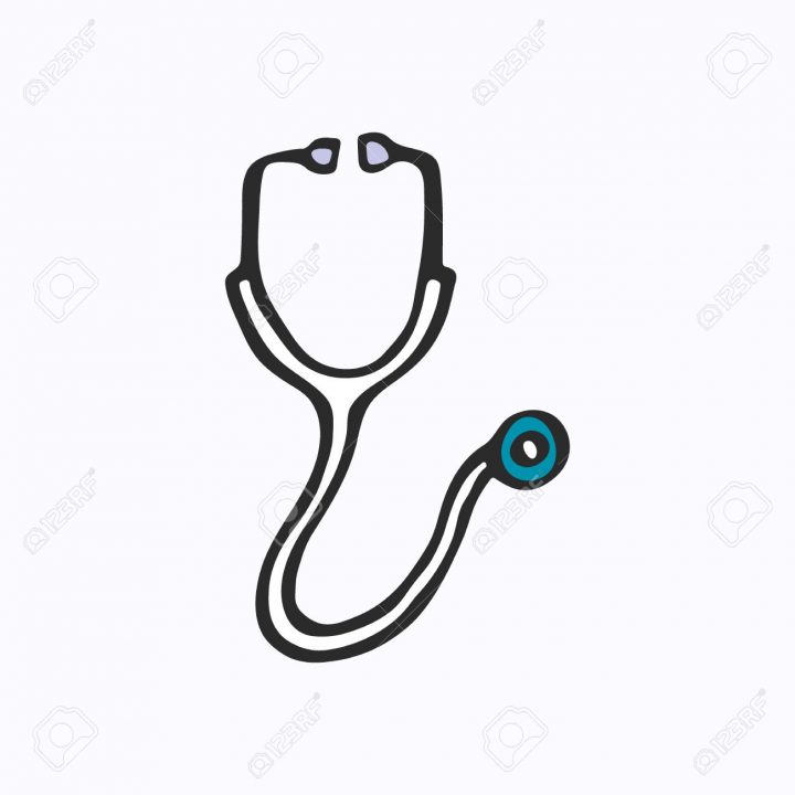 Stéthoscope – Matériel Médical Dessin Animé Tiré Par La Main. Dessin  Doodle. Vector Illustration. intérieur Dessin Stéthoscope