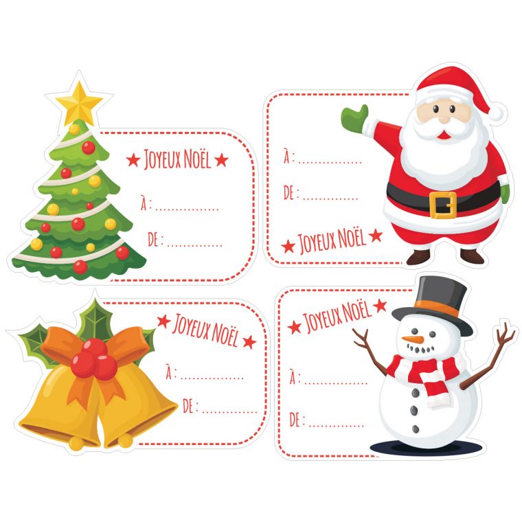 Sticker Noël 4 Étiquettes Pour Cadeaux avec Etiquette Pour Cadeau De Noel