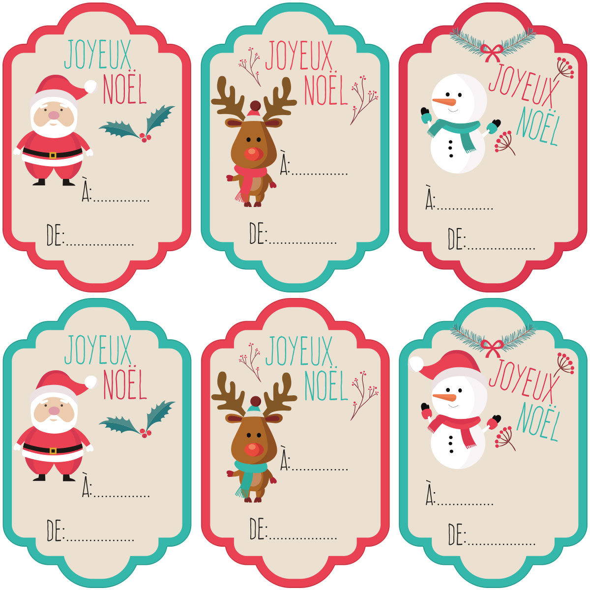 Sticker Noël 6 Étiquettes Pour Cadeaux pour Etiquette Pour Cadeau De Noel