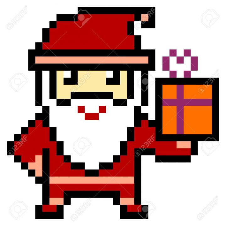 Stock Illustration serapportantà Pixel Art Pere Noel