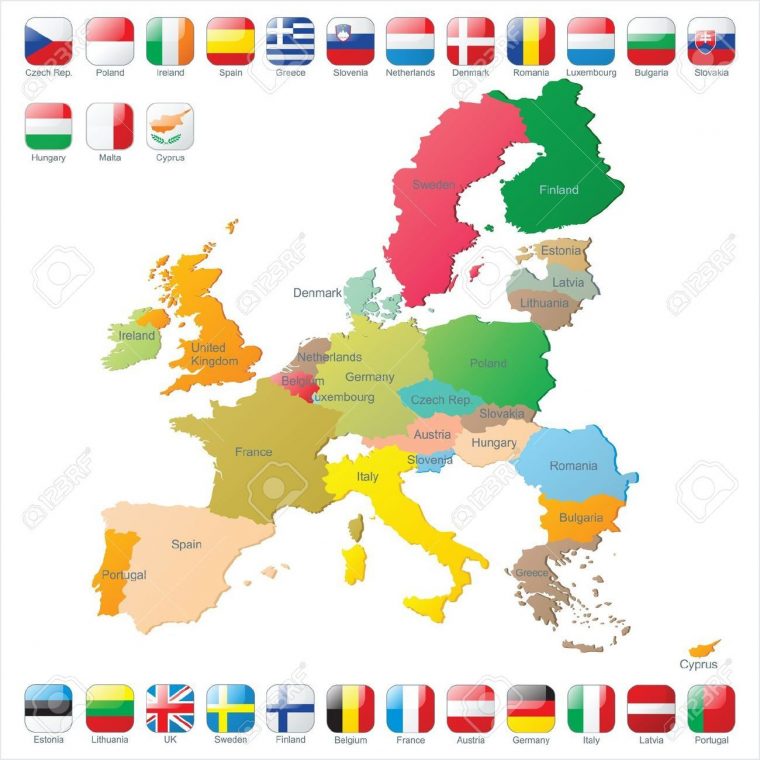 Stock Photo | Carte Union Européenne, Drapeau Et Banque Image destiné La Carte De L Union Européenne