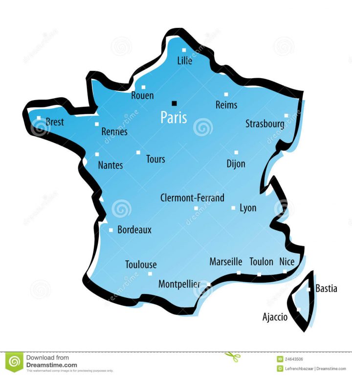 Stylized Map Of France Stock Vector. Illustration Of Area serapportantà Carte De La France Avec Ville