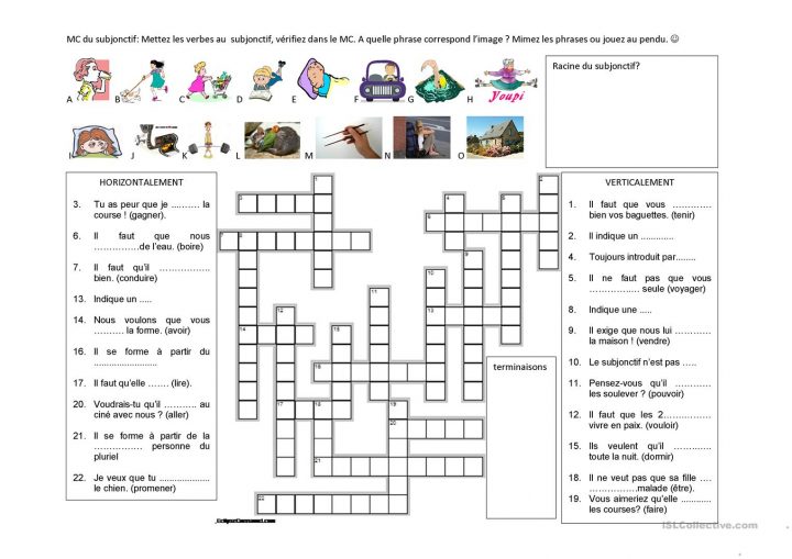 Subjonctif En Mots Croisés – Français Fle Fiches Pedagogiques encequiconcerne Résultats Mots Croisés