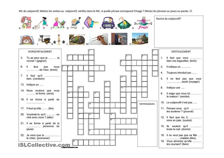 Subjonctif En Mots Croisés | Mots Croisés, Le Subjonctif Et destiné Les Mot Fleches Gratuits