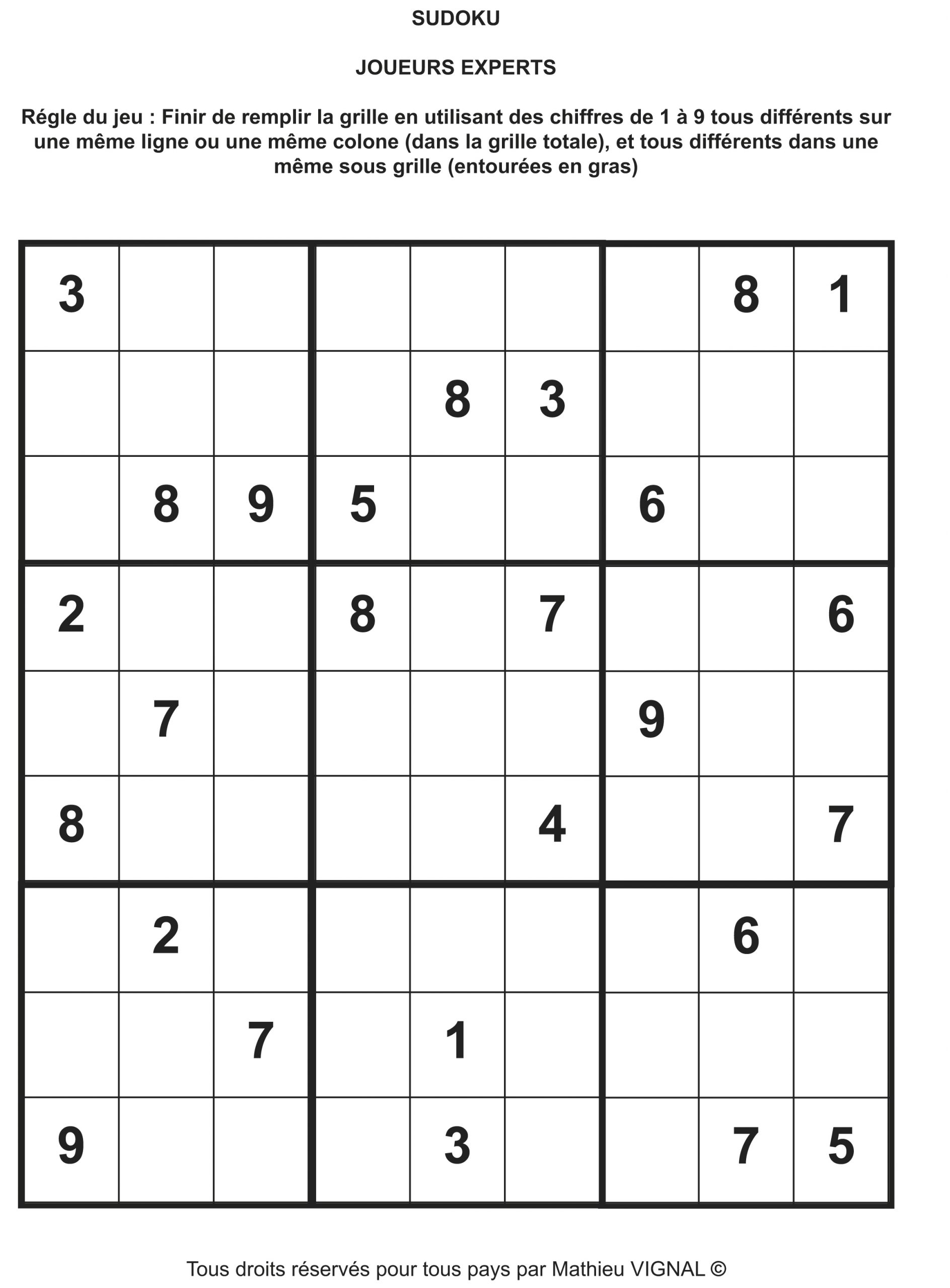 Sudoku 9 (Expert) | Asa-Photo-Video pour Grille Sudoku Imprimer