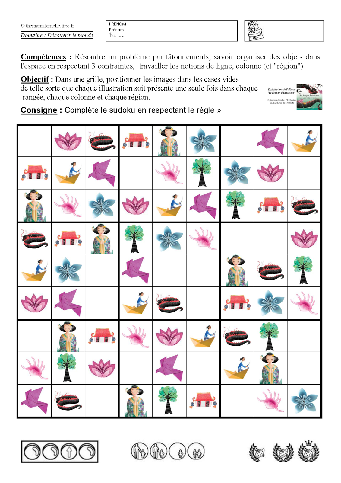 Sudoku | Chine Maternelle, Jeux A Imprimer, Idées Pour L'école à Sudoku Maternelle À Imprimer