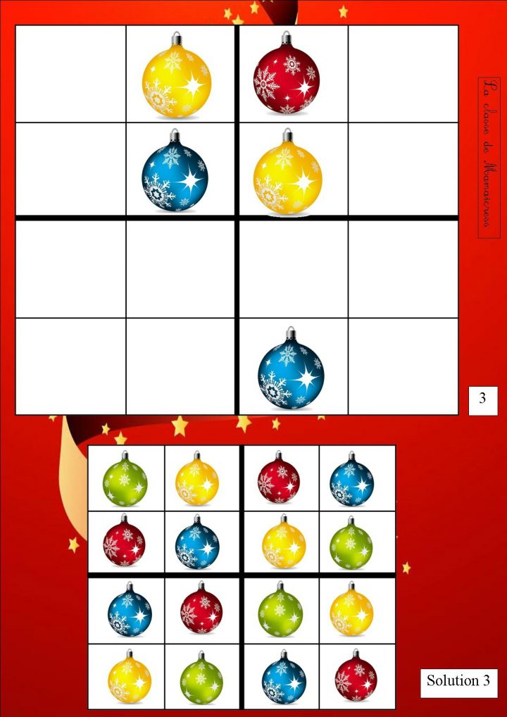 Sudoku De Noël – La Classe De Mamaicress avec Sudoku Maternelle À Imprimer