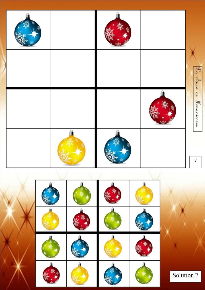 Sudoku De Noël – La Classe De Mamaicress serapportantà Sudoku Maternelle À Imprimer