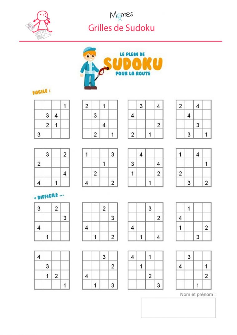 Sudoku Enfant À Imprimer – Momes à Jeux Pour Enfant De 6 Ans