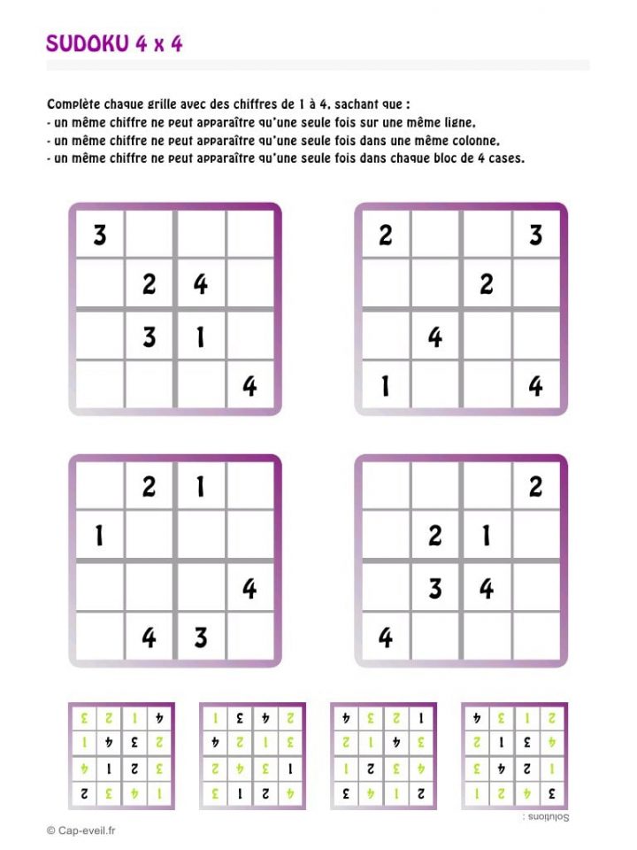 Sudoku Enfant – Fichier Pdf encequiconcerne Sudoku Pour Enfant