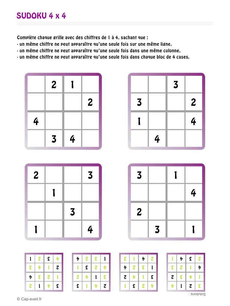 Sudoku Enfant - Fichier Pdf pour Sudoku Pour Enfant