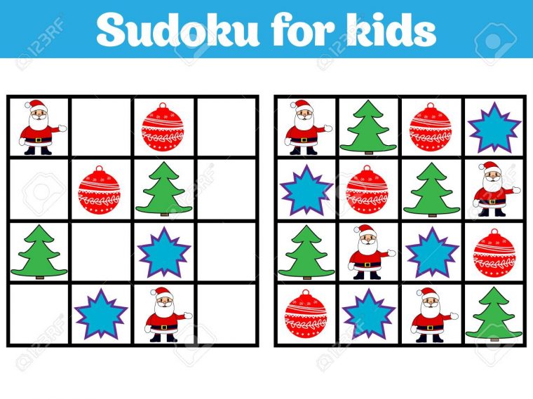 Sudoku Game For Children With Pictures. Logic Game For Preschool.. pour Rebus Noel