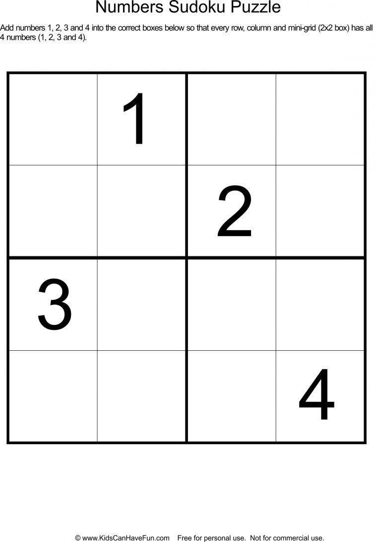 Sudoku Numbers Puzzle For Kids Http://.kidscanhavefun dedans Sudoku Junior À Imprimer